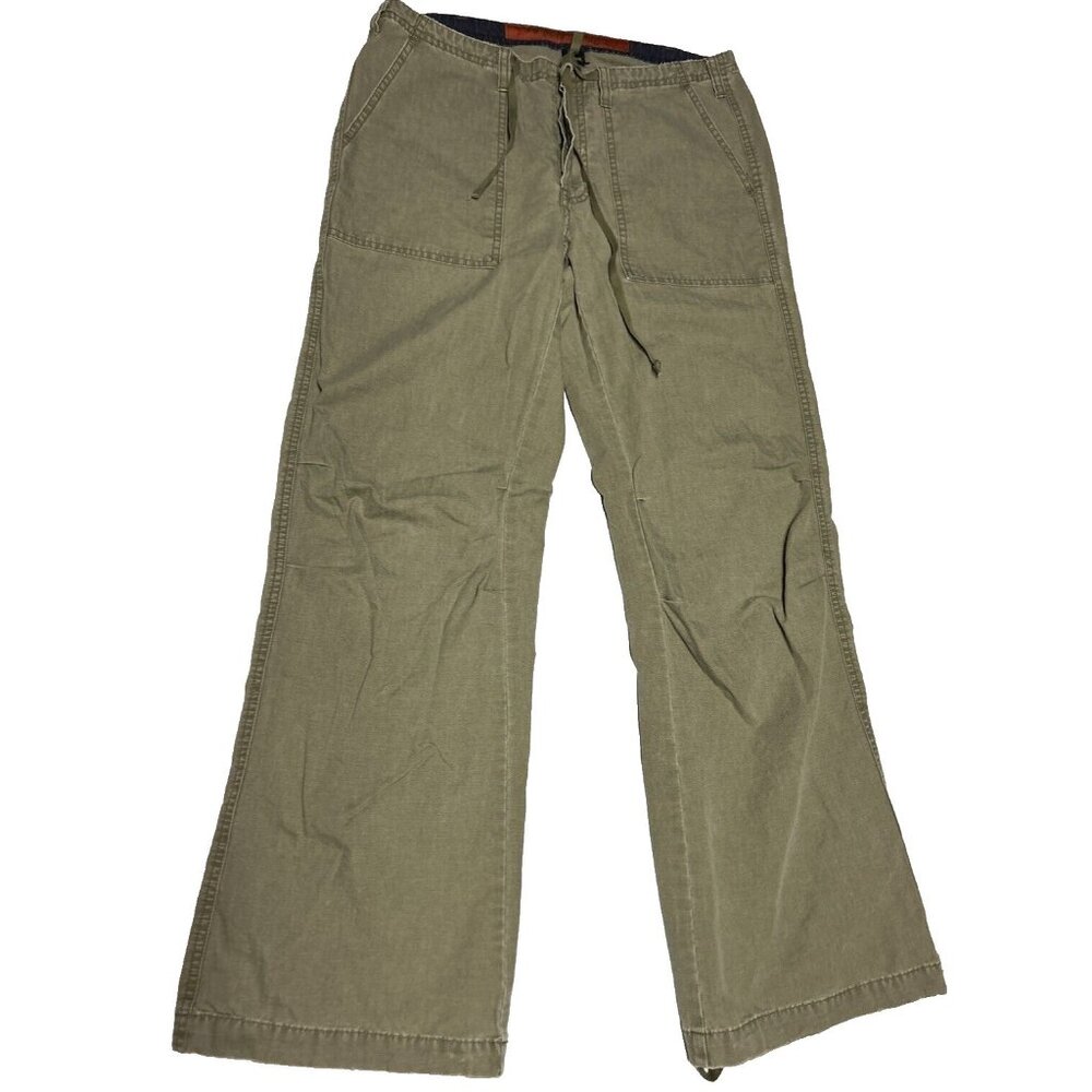 Abercrombie & Fitch Cargo Style Pants Size M Wide Leg Y2K, color is olive green